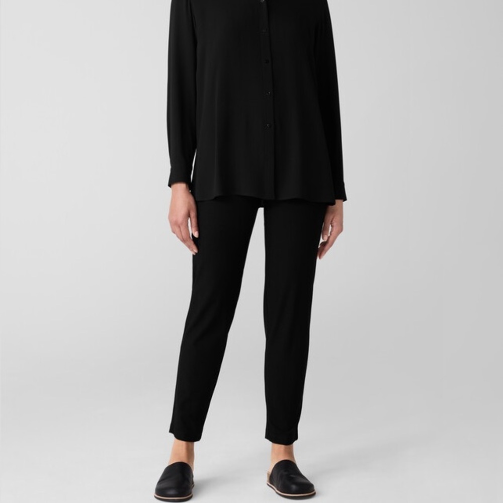 Eileen Fisher Washable Stretch Crepe Pant Slim Fit Ankle Length Minimalist